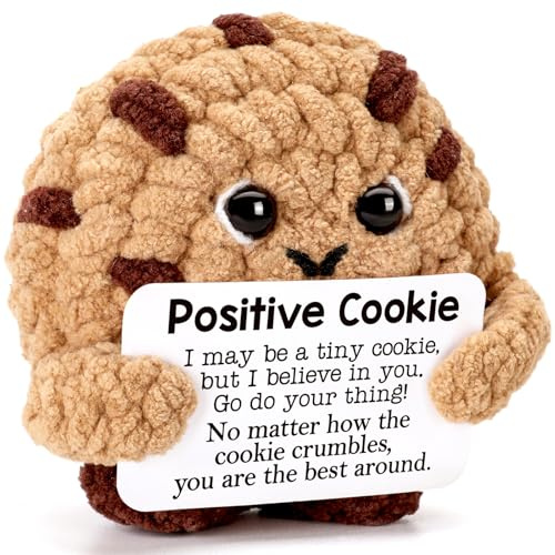 YUEYUQIU Mini Funny Positive Cookie Gifts for Women Men - Emotional Inspirational Support Gift for Friends Teens Boys Girls Son Daughter - Handmade Crochet Cookie Presents for Birthday Graduation