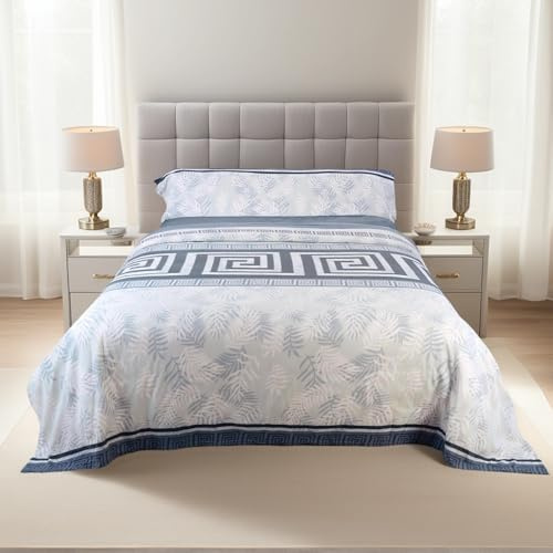 Juego de Sábanas Pirineo Termica - 3 Piezas para Cama 135 -Sábanas Polar para Invierno Cama Matrimonio -Bajera Ajustable 135x190/200+30cm, Encimera 210x270cm y una Funda Almohada 45x150cm -Griega Gris