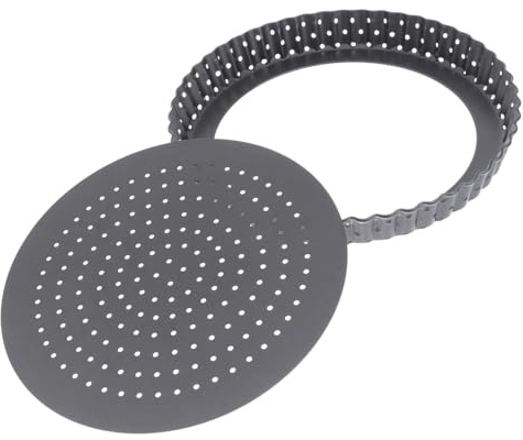 VALICLUD Bandeja para Pizza Redonda de Acero al Carbono con Agujeros Antiadherente y Fondo Desmontable Adecuado para Hornear y Facilitar el Desmolde