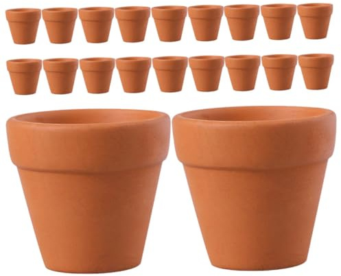HOLIDYOYO 20pcs Mini Terracotta Plant Pots Small Pottery for Indoor Succulents and Herbs Natural Material with Drainage Compact Office Desk and Windowsill Flower Containers