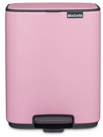 Brabantia Bo Pattumiera a pedale da 12 l (lilla rosa), pattumiera salvaspazio con funzione soft-close e pedale scorrevole, contenitore per il riciclaggio con secchio rimovibile, inclusi sacchetti