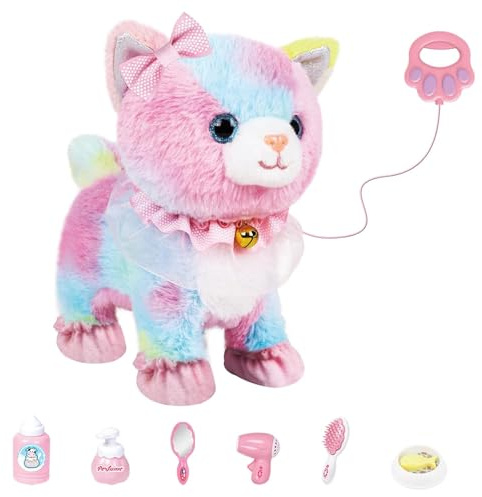 Odoukey Kattleksaker för barn interaktiv furry husdjur aktiverad genom röst och beröring med fjärrstyrd koppel katt walking talande robot för pojkar och flickor