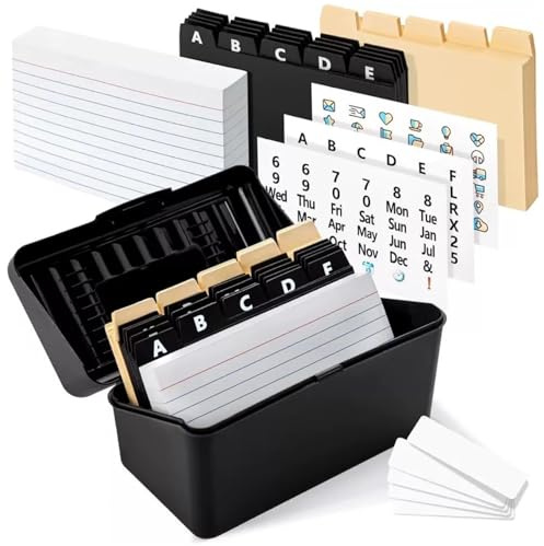 1 Set Scatola per ricette con divisori per carte, adesivi ed etichette Organizzatore porta schede per ricette domestiche Flashcard Indirizzo Ufficio