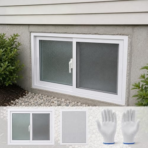 Ventanas Corredizas de PVC, Ventana de Doble Vidrio Esmerilado Templado con Mosquitera Removible, Doble Corredera para Baño Cobertizos Casa(20 * 28in)