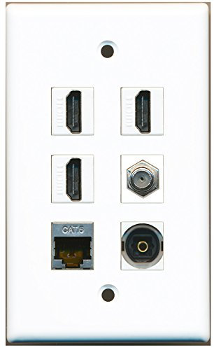 Riteav – 3 HDMI 1 porte cavo coassiale TV tipo F 1 Port CAT6 Ethernet, 1 porte Toslink da parete piastra