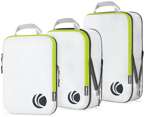 Cipway Packkuber i set, ultralätta expanderbara resepackning-organisatörer för handbagage (vit 3 st)