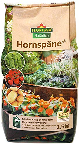 Florissa Natürlich 58698 Plus | mit Nitroderm für die schnelle Wirkung und Hornspäne für die Langzeitwirkung | mit Natur im Garten und biologisch GÄRTNERN Gütesiegel (1,5 kg), Braun