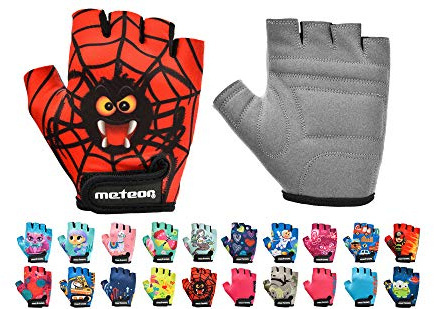 meteor Guanti da Ciclismo da Bambino con Corto Mezze Dita - Guanti da Ciclista per Bambini - Sicurezza Accessori - Mano Protect