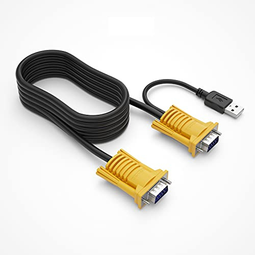 MT-VIKI VGA KVM Cable USB 2in1 Cable Cord Leads for VGA KVM Switch Console (3m/10ft)