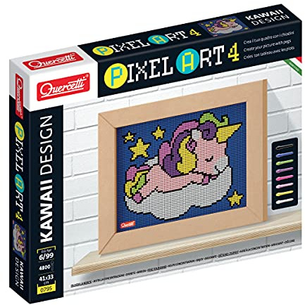 Quercetti - 0795 Pixel Art Kawaii Design Einhorn; Steckspiel