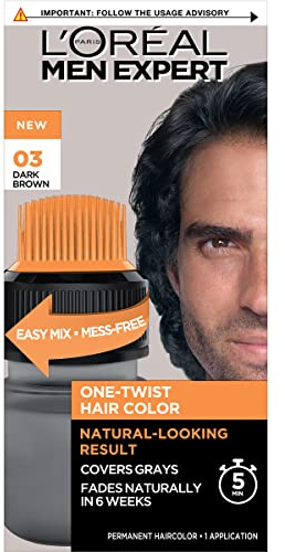 L'Or√©al Paris Men Expert One-Twist Hair Color, Gel, Senza Ammoniaca, Castano Scuro Naturals, Castano Scuro