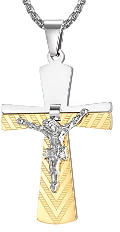 Skcess Halskette Jungen, Kette für Herren Schwarz Kreuz Edelstahl Halsketten für Männer anhänger Halskette Länge 60cm Liebesgeschenke für Männer