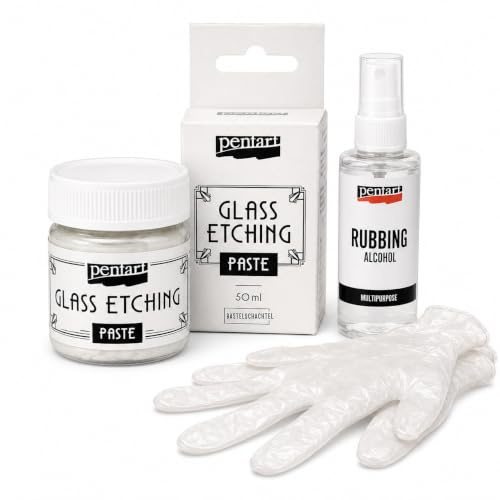 Zita's Creative Ätzpaste für Glas Set - Permanenter Frosteffekt Glasätz Past für DIY-Glasbasteln, Schablonen, Bemalen und Heimdekoration - Klar 50 ml mit Alkoholspray