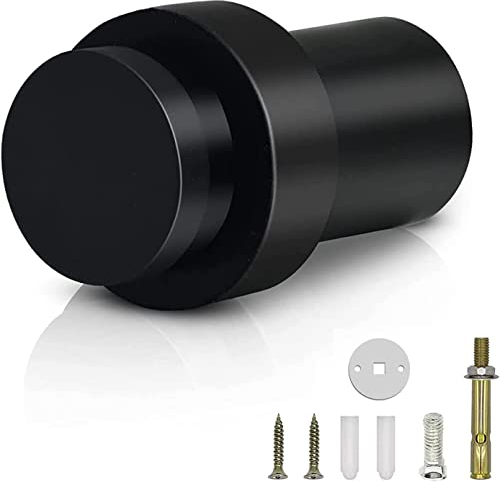KOLAKO Türstopper, Boden-Türstopper, Schwarz für die Unterseite der Tür, 5,1 cm, strapazierfähig, kommerziell, zylindrischer Türkeil, Wandschutz, moderner Boden-Türstopper mit Gummi-Stoßstange
