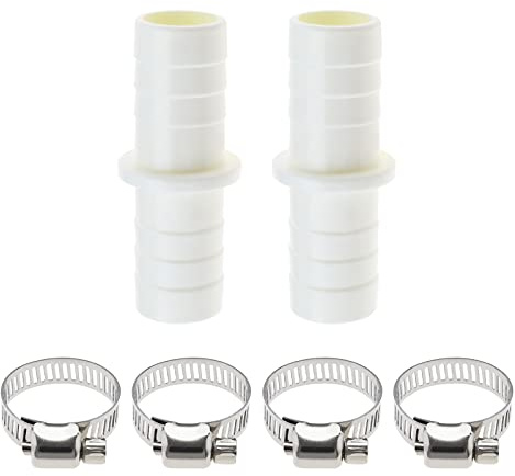 Create idea 2pcs Connecteurs de Tuyau de Vidange pour Machine à Laver Adaptateur d'extension de Tuyau en Plastique avec 4pcs Colliers de Serrage pour Tuyau d'eau Lave-vaisselle de Machine à Laver