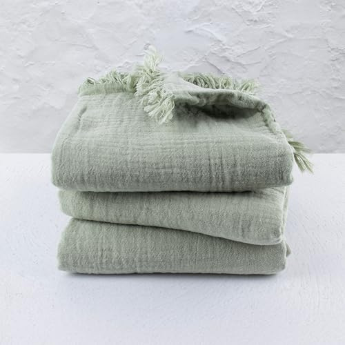 Musselin-Handtücher für Erwachsene – erschwingliches 3er-Pack – 100% türkischer Bio-Baumwoll-Musselin-Stoff – für Bad, Strand, Überwurf, Laken, Spa – Hamamtücher (Mintgrün)