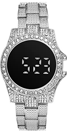 JewelryWe Armbanduhr Herren Damen mit Strass Römische Zahlen Zifferblatt Metallarmband, Quarz Analog Uhr Muttertag Gold Silber