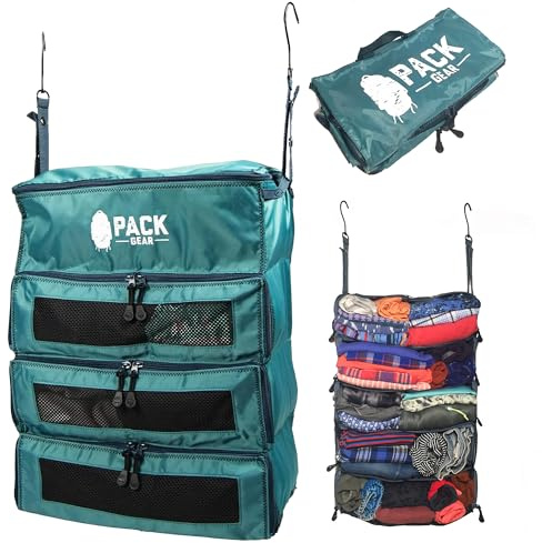 Pack Gear Koffer-Organizer | Packen Sie mehr in Ihr großes oder Handgepäck | sofort auspacken mit diesen Kompressions-Packwürfeln für Koffer | Hängeregal-Organizer für Schrank (grün) (mittel)