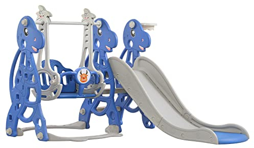 NAIZY Kinderrutsche 4-in-1 Rutsche Indoor Multifunktional Babyrutsche mit Basketballkorb & Schaukel & Faltbar Rutsche Gartenrutsche ab 1 Jahr Kinder Fun-Slide Max bis 50KG, Typ-A