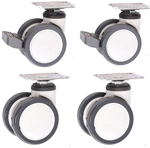 OITTo Pack of 4 Furniture Caster,Polyurethane Casters with Brake,3 Inch Swivel Caster Wheels,360 Degree Rotating,with Top Mounting Plate,Medical Equipment Casters,Mute(Universal + Brake)