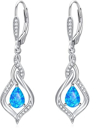 VONALA Opal Ohrringe Sterling Silber WeiB / Blau / Rosa / Moosachat / Mondstein / Opal Tropfen Ohrringe für Frauen Opal Leverback Ohrringe Opal Schmuck Geschenke für Frauen Teenager Mädchen Frau Mutter Geburtstag…