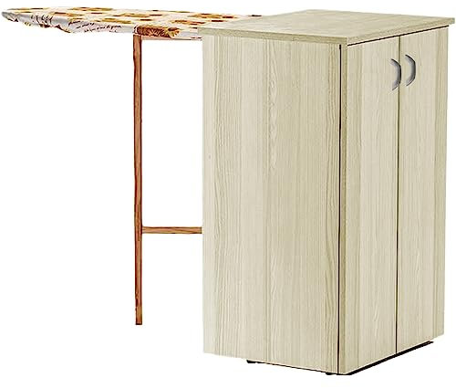 Casa Sicignano Mobile Tabla de planchar multiusos de madera con puertas Organiza y Plancha en poco espacio de trabajo con estilo! 43x55x85 Olmo