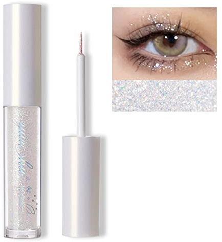 Erinde Flüssiger Glitzer-Eyeliner, metallisch schimmernder Glitzer-Lidschatten-Liner, hochpigmentierte farbige Eyeliner-Aufkleber, wasserfest, langlebig für Frauen