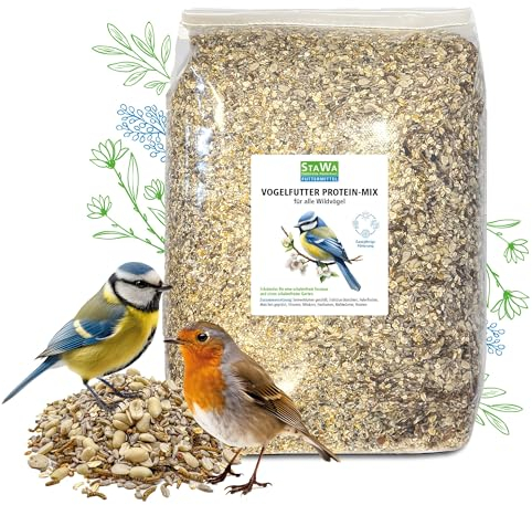 StaWa Vogelfutter Protein-Mix, Wildvogelfutter für Gartenvögel und Waldvögel, Streufutter mit viel Eiweiß, Ganzjahresfutter, 20 kg