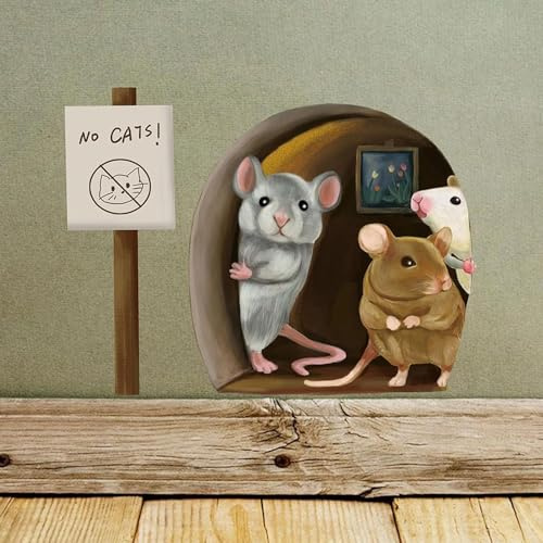 Autocollant mural en forme de trou de souris, plinthe, imperméable, autocollant mural pour chambre à coucher, salon, salon - Facile à nettoyer et à enlever