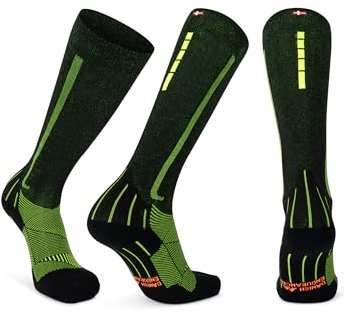 DANISH ENDURANCE Kompressionsstrümpfe, Sport Kompressionssocken, 21-26 mmHg, Unisex, für Herren & Damen, Schwarz/Gelb, 43-47