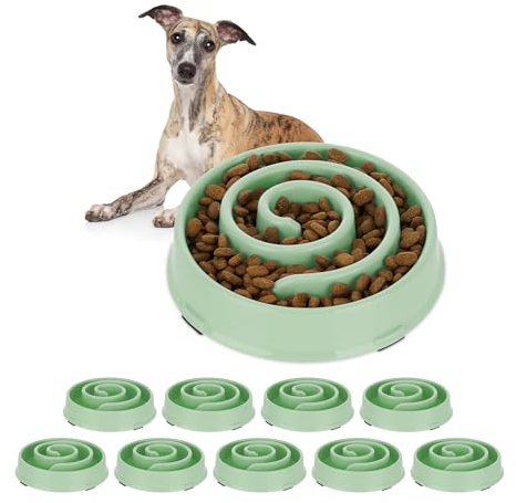 Relaxdays 10 x Anti Schling Napf, Futternapf für Hunde, 600 ml, langsames Fressen, Hundenapf spülmaschinenfest, Fressnapf, grün