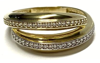Schmuckring 333/- Gold bicolor Zirkonia Glanz Ring Goldring #55
