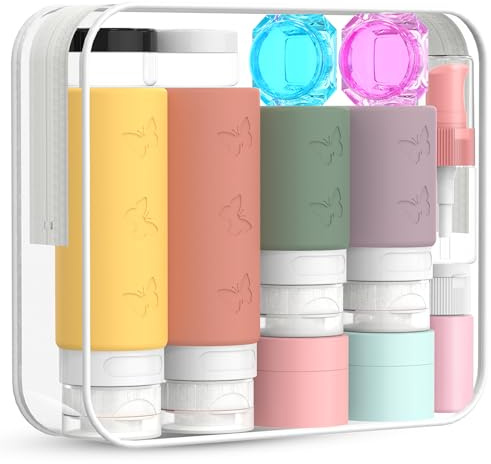PLUSYES 26 Pièces Flacon Voyage en Silicone, Kit Voyage Avion Contenant Voyage 100 ml/60 ml, TSA Approved Bouteille de Voyage Rechargeable et Leakproof pour Shampoo, Creme, Liquidi e Lotion