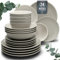 24-Piece Dinnerware Set Hygge Series - Bowl and Plate Set - Stoneware Dining Set for 6 People - Dishwasher and Microwave Safe - Grooved Dining Service in Light Brown