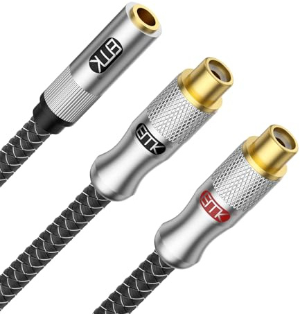 EMK Cavo audio stereo da 3,5 mm femmina a 2 RCA femmina, cavo audio stereo RCA a Aux, splitter a Y per smartphone, MP3, tablet, sistema stereo HiFi, 0,5 m