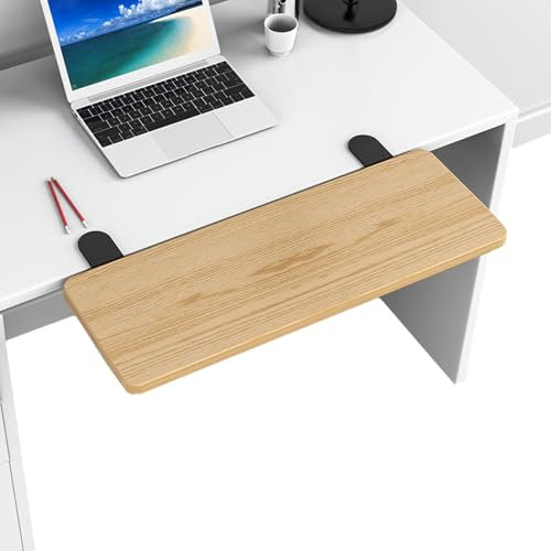 Tastatur-Klemmschienen-Set, Tastaturhalterung, Tastatur-Erweiterungsfach for Schreibtischklemme, ergonomische Schreibtisch-Erweiterungsablage for Computer, einfache Montage, Büro(Maple 75*24cm,Maple)