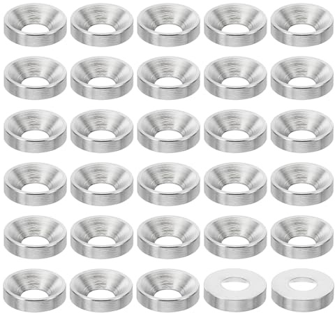 PATIKIL 30pz Rondella Svasata di Finitura 13mm Dia. 3mm Alta Guarnizione | Acciaio Inossidabile 304, Solida Rondella per Tazza Cnc, per Costruzioni, a Testa Piatta, Conica