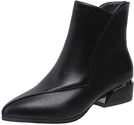 angebote des tages heute Winterstiefel Damen Stylisch & Praktisch Winterstiefel Damen Elegant Klobiger Blockabsatz Spitze Zeh black week angebote barfußschuhe damen sale