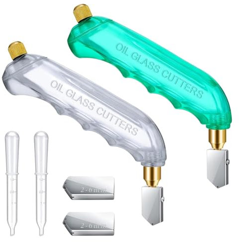Hermosiey 6 Stück Öl-Glasschneider mit Pistolengriff und 2–6 mm Schneidköpfe (Grün,)
