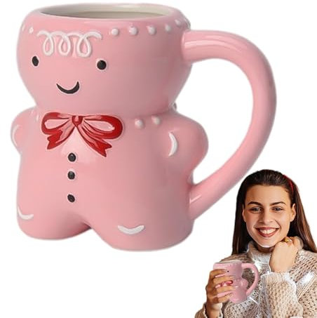 Lebkuchenmann-Tasse – Weihnachtstassen Lebkuchenmann, niedliche Weihnachts-Cartoon-Keramiktasse | Neuartige -Lebkuchenmann-Tasse, Feiertags-Partyzubehör, lustige Geschenke für Familienfreunde, Milch