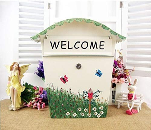 YBVBCXCB Giardino Pittura Cassetta Postale Ferro Esterno Giornale Moda Posta Cassetta Lettera Parete Montato Decorazione Casa