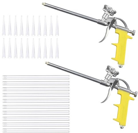 Pistola per schiuma YGCQFH professionale per erogare schiuma, 2 pistole espandibili in materiale metallico, pistola per schiuma a spruzzo, pistola per applicazione per calafataggio, riempimento,