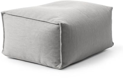 mokebo® Outdoor Pouf o. Hocker für Balkon & Garten 'Der Ruhestifter' Sitzhocker eckig, Bodenkissen, Sitzwürfel, Sitzpouf, Fußhocker & Beistelltisch mit EPS-Perlen Füllung in Lichtgrau