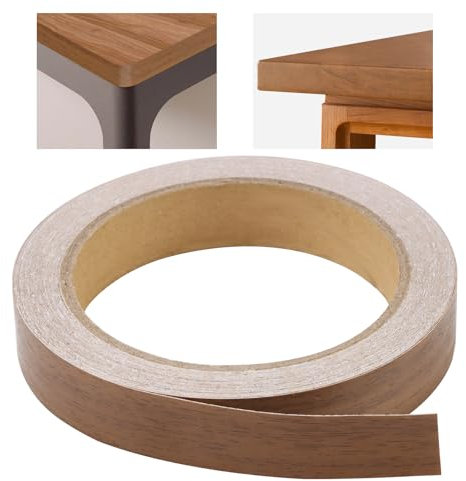 18mm x 10m Walnut Edging Tape Self-Adhesive Melamine Veneer Edge Banding No Ironing Needed for Worktops Furniture & MDF Panels Heavy Duty Wood Repair Tape 10m Roll Long Brown