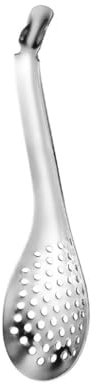 FOVAOK Cuchara de esferificación de acero inoxidable, cuchara ranurada para sacar aceitunas alcaparras del frasco, herramienta de cocina de gastronomía molecular (plata, 10 unidades)