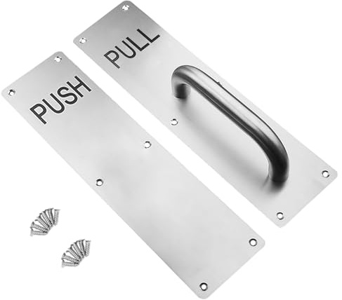 Succcuii Door Pull Handle Push Plate 30x8cm, Heavy Duty Stainless Steel Door Plate for Aluminium & Wooden Doors with Screws, Ideal for Fire Door Commercial Business Restaurants Garage