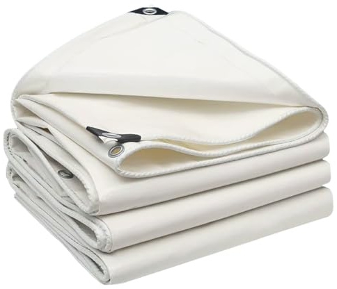 Telone in PVC resistente, 4 x 4 m, 4 x 5 m, 4 x 6 m, colore bianco, con occhielli in metallo, protezione UV, resistente al gelo, impermeabile, facile da piegare, perfetto per uso esterno (5 x 5 m)