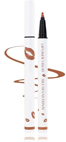 Lipliner Wasserfest, Braun Matte Lip Liner, Langanhaltend & Wischfest Liquid Lippenkonturenstift, Non-Stick-Cup Lip Mark Pencil für Definierte Lippen, Hochpigmentierter & Glatt Flüssiger Lippenstift