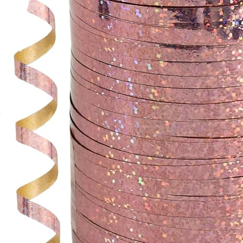 40 rotoli di stelle filanti, 400 metri, stelle filanti per compleanno, oro metallizzato, glitterato, per feste, compleanni, Capodanno, nastro di raso per matrimonio, nastro regalo – oro rosa