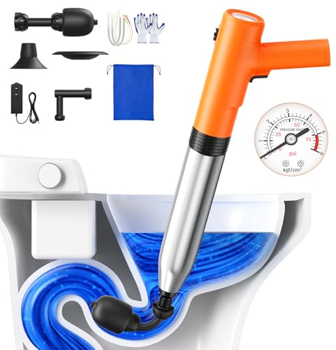 Electric Toilet Plungers for Bathroom,4 in 1 Toilet Unclogger,Auto-Inflation Toilet Plunger Clog Remover Get Instant Result,High Pressure Toilet Plunger Heavy Duty for Washbasin,Sinks,Floors Drain